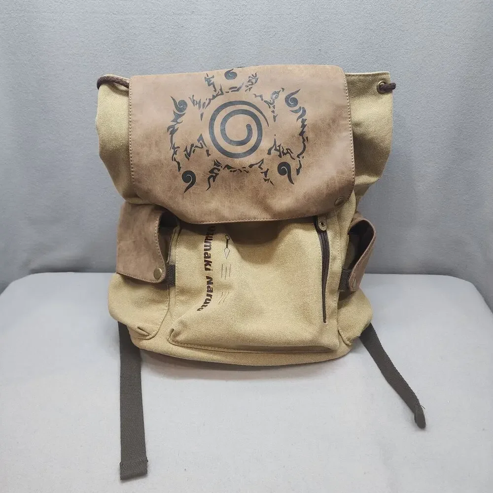 Naruto Uzumaki Brown Laptop‎ Canvas Backpack Bookbag